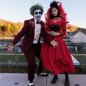 Lydia Deetz Beetlejuice Costume Vintage Red Dress 1980s